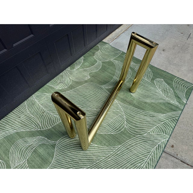 Karl Springer 1970s Postmodern Karl Springer Style Brass Z Console Table Base For Sale - Image 4 of 7