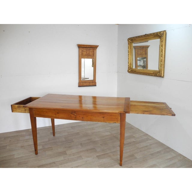 Unique original Biedermeier cherrywood table In good, partially restored condition, with a beautiful original antique...