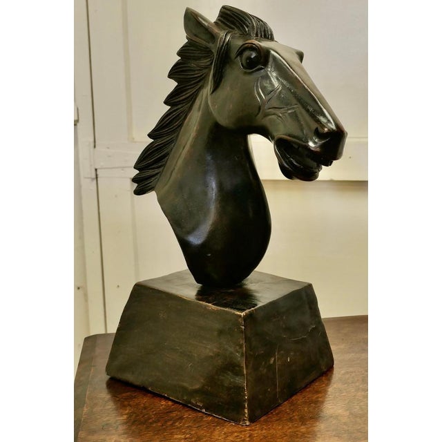 Black Large Carved Wooden Horse Head, 1950 For Sale - Image 8 of 8