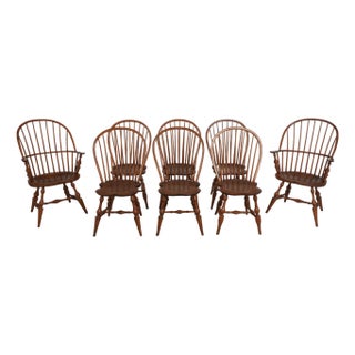Set of 8 Dr Dimes Loop Back Windsor Dining Room Chairs For Sale