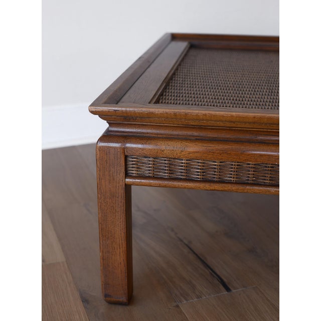 1950s MCM Hollywood Regency Pagoda Coffee Table With Rattan Accents For Sale - Image 9 of 13