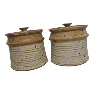 1980s Studio Pottery Canisters - a Pair For Sale