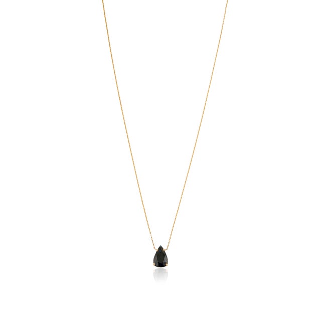 Black VRJewels 3.22 Carat Black Diamond Pear Solitaire Necklace in 14k Yellow Gold For Sale - Image 8 of 17