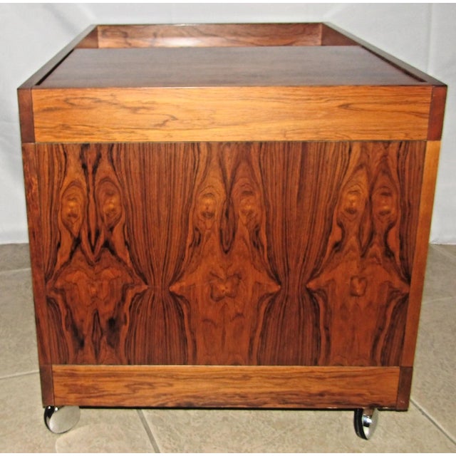 MCM Swedish Rosewood Rolling Bar Cart Cabinet by Artie Circa 1960s For Sale - Image 11 of 16