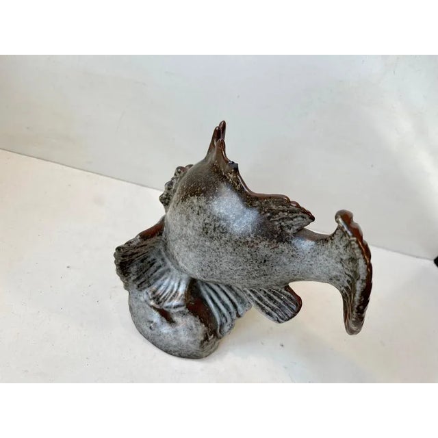 1940s Stoneware Dragon Fish Sculpture by Carl Hugo Liisberg for Saxbo, 1940s For Sale - Image 5 of 13