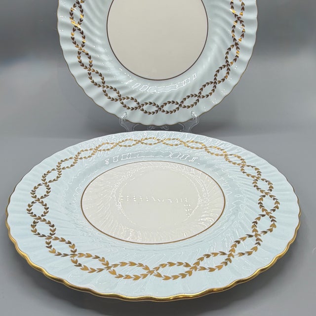 20th Century Porcelain Plates S600 Gold Laurel Leaves in Pale Blue by Minton, England, 1980s, Set of 2 For Sale - Image 10 of 11