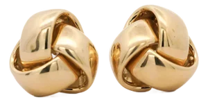 Roberto Coin Knot 18k Yellow Gold Stud Earrings Clip on Lever Backs, A Pair