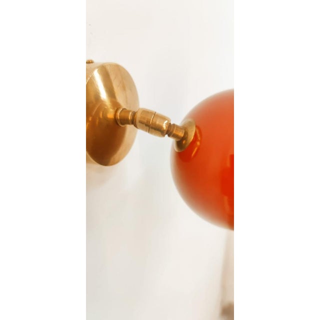 Adjustable Wall Light with Red-Colored Metal Dome For Sale - Image 11 of 16