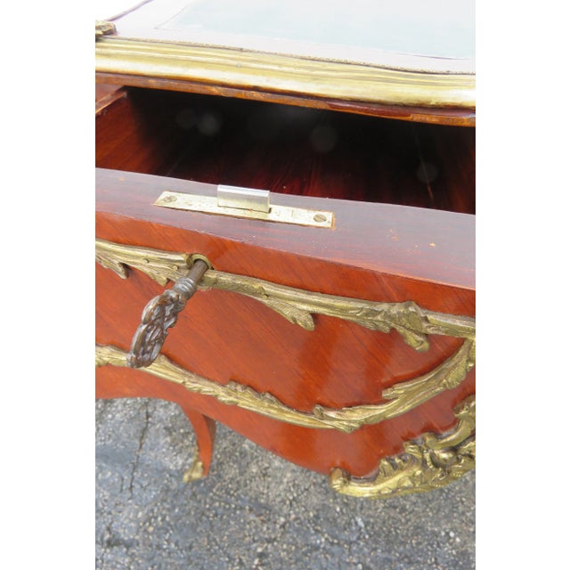 French Green Leather Top With Metal Accent Large Partner Desk 6117 For Sale In Miami - Image 6 of 18