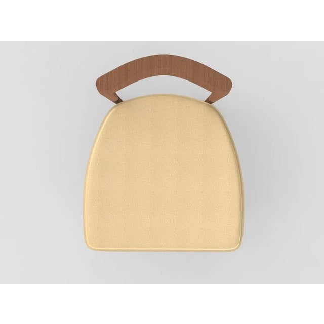 Modern Linea 605 Grey Chair in Beige Leather and Wood by Collector Studio For Sale - Image 4 of 5