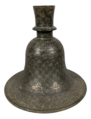 Bidri Huqqa Hookah Base in Steel and Silver, India, 18th Century
