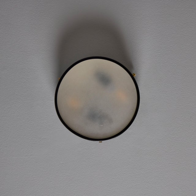1960s Round Black Metal and Opaline Glass Ceiling Lamp by Bruno Gatta for Stilnovo For Sale - Image 9 of 16