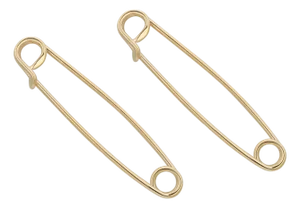 1990s Pair of 14k Yellow Gold Safety Pins 2 Pieces