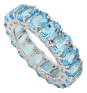Genuine 18.1 Ct Swiss Blue Topaz Full Eternity Stackable Band Size 6.5