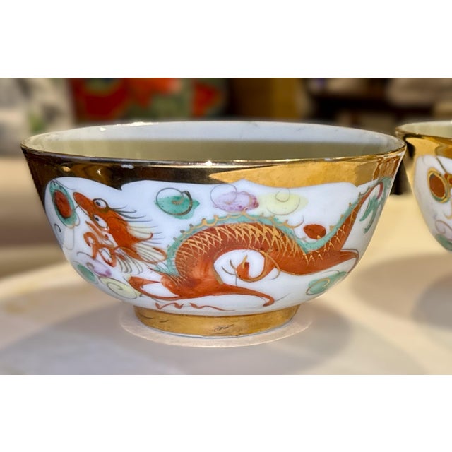Chinese Dragon and Phoenix Rice Bowls - Set of 5 For Sale In New York - Image 6 of 16