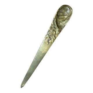 1920s Signed Henri Rischmann Art Nouveau Handmade Bronze Letter Opener For Sale