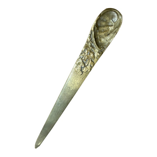 1920s Signed Henri Rischmann Art Nouveau Handmade Bronze Letter Opener For Sale