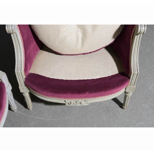 Late 19th Century 2 Louis XV Style Painted Arm Chairs For Sale - Image 4 of 6