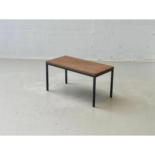 Vintage Minimalist Table in Wood Veneer with Steel Frame, 1980s For Sale - Image 9 of 16