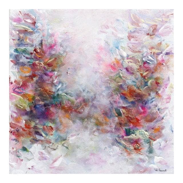 Arrival to Earth - Colorful Abstract Floral Painting Original Artwork by Vé Boisvert For Sale