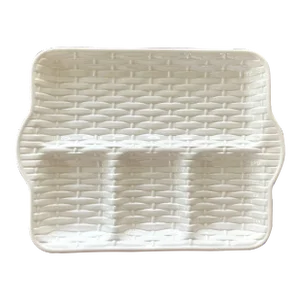 Basketweave Ceramic Divided Platter - California Pottery