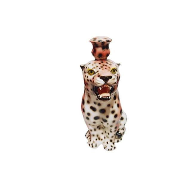 Porcelain Candlestick in the Shape of a Leopard from Boxer Ceramiche, Italy, 20th Century For Sale - Image 4 of 18