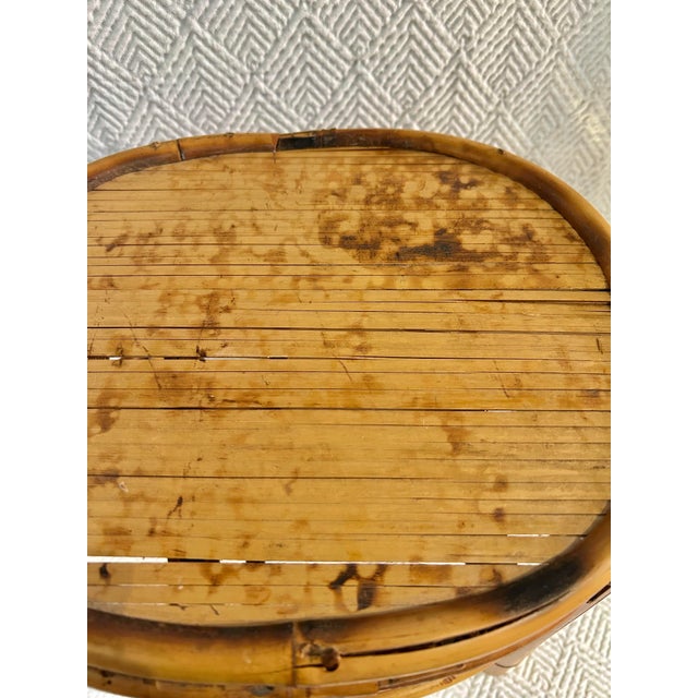 Vintage Split Scorched Bamboo Rattan Riser or Plant Stand | Chairish