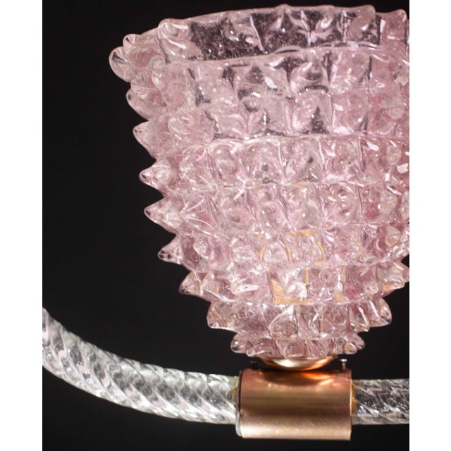 1940s Pink Rostrato Murano Glass Pendant by Barovier & Toso, 1940s For Sale - Image 5 of 12