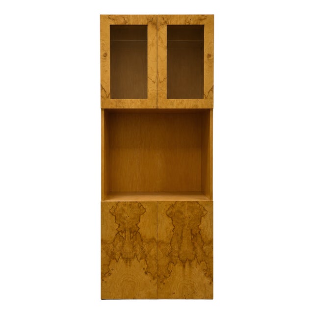 Mid Century Modern Burl Wood Bar Cabinet | Vintage Display Cabinet | Liquor Cabinet, C. 1970’s For Sale