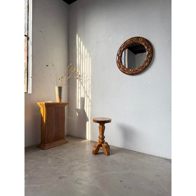 Folk Art Handcrafted Elm Stool, 1950s For Sale - Image 4 of 18