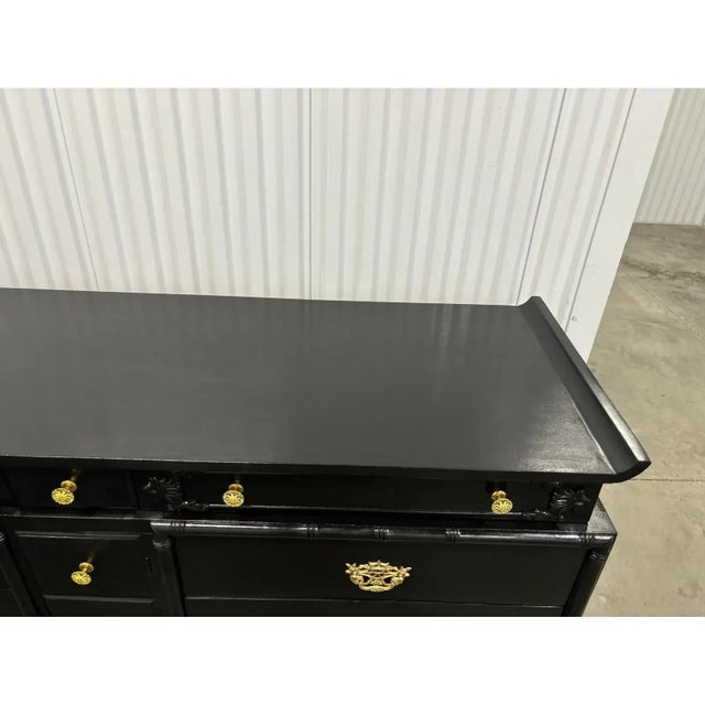 Black Mid 20th Century Rare Chinoiserie Pagoda Style Walnut Dresser For Sale - Image 8 of 12