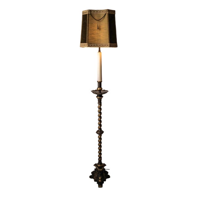 Baroque Narrow Floor Lamp in Brass For Sale