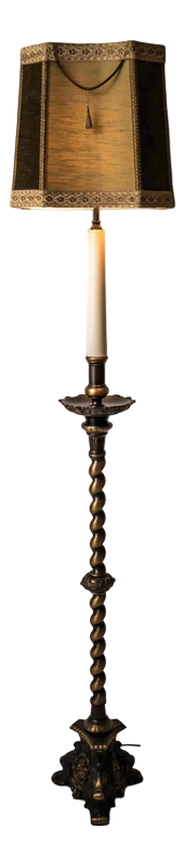 Baroque Narrow Floor Lamp in Brass
