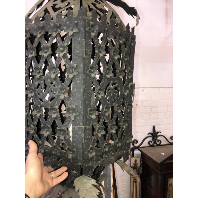 1920s Gothic Revival Spanish Iron Pendant Light Chandelier For Sale - Image 10 of 13