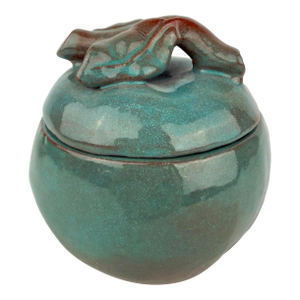 Midcentury De Vegh Pottery Lidded Jar With Leaf & Stem Handle