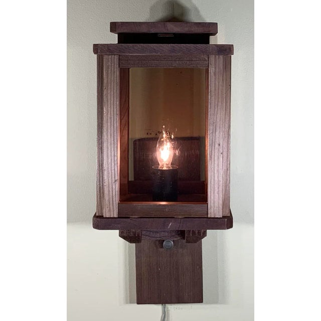 1980s Single Wood Wall Lantern For Sale - Image 5 of 12