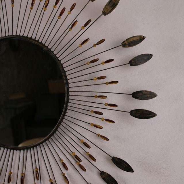Vintage Metal Sun Mirror, 1970s For Sale - Image 4 of 7
