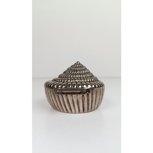 Vintage Sundial Shell-Shaped Silver-Plated Metal Trinket Case Box, 1970s For Sale - Image 14 of 17