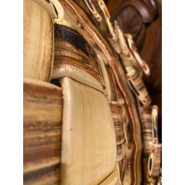 1980s Large 1980s Artisan Woven Ceramic Decorative Fruit Bowl and Basket For Sale - Image 5 of 8