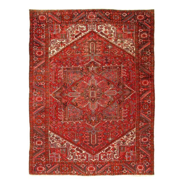 1940s Persian Heriz Rug 9'6'' X 12'7'' For Sale - Image 4 of 5