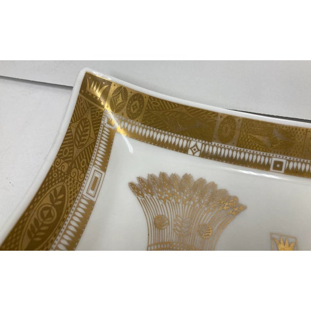 1960s Georges Briard Milk Glass Bowl With Golden Harvest Design Art Deco Style For Sale - Image 10 of 13