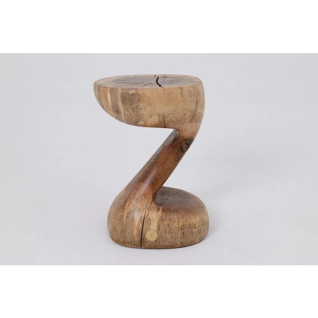 Walnut Wooden Sculptural Side Table by Logniture For Sale - Image 12 of 14