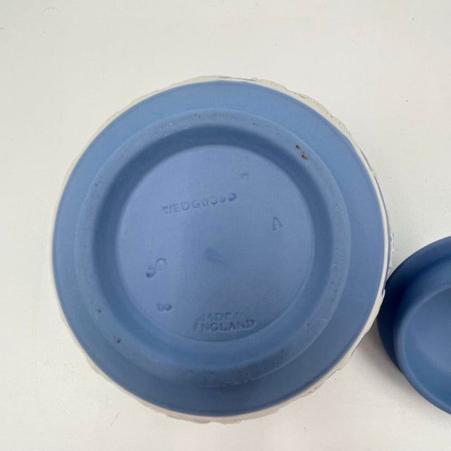 Vintage Wedgwood Blue Jasperware Covered Sugar Bowl or Lidded Trinket Dish For Sale - Image 11 of 11