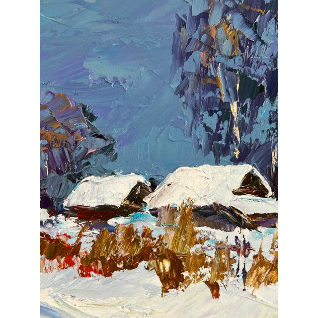 2020s Oil Painting Winter Snow-Covered Village Serdyuk Boris Petrovich For Sale - Image 5 of 11