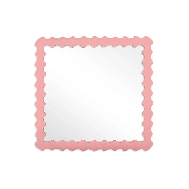 Contemporary Fleur Home Audubon Bamboo Square Mirror in Pink Punch, 24x24 For Sale - Image 3 of 3