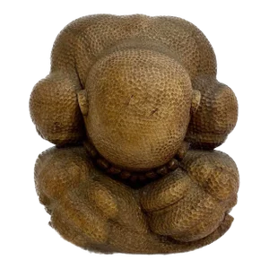 Vintage Carved Wood Sitting Buddha Sculpture