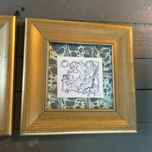 1980's Three Contemporary Original Abstract Pen and Ink Drawings by Wayne Cunningham - Set of Three For Sale - Image 4 of 5