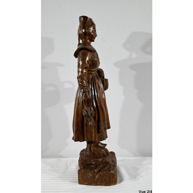 Breton Woman Returning from Market, Late 1800s, Beech For Sale - Image 15 of 18