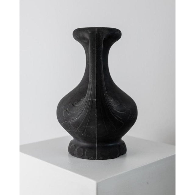 Antique Sculptural Black Lavanite Stone Vase, 1920s For Sale - Image 4 of 14