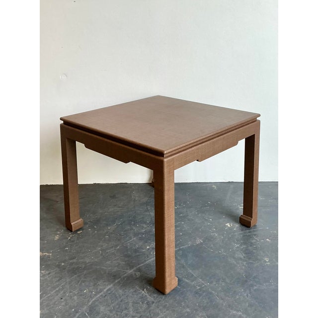 Wood Vintage Boho Lacquered Grasscloth Game Table For Sale - Image 7 of 12